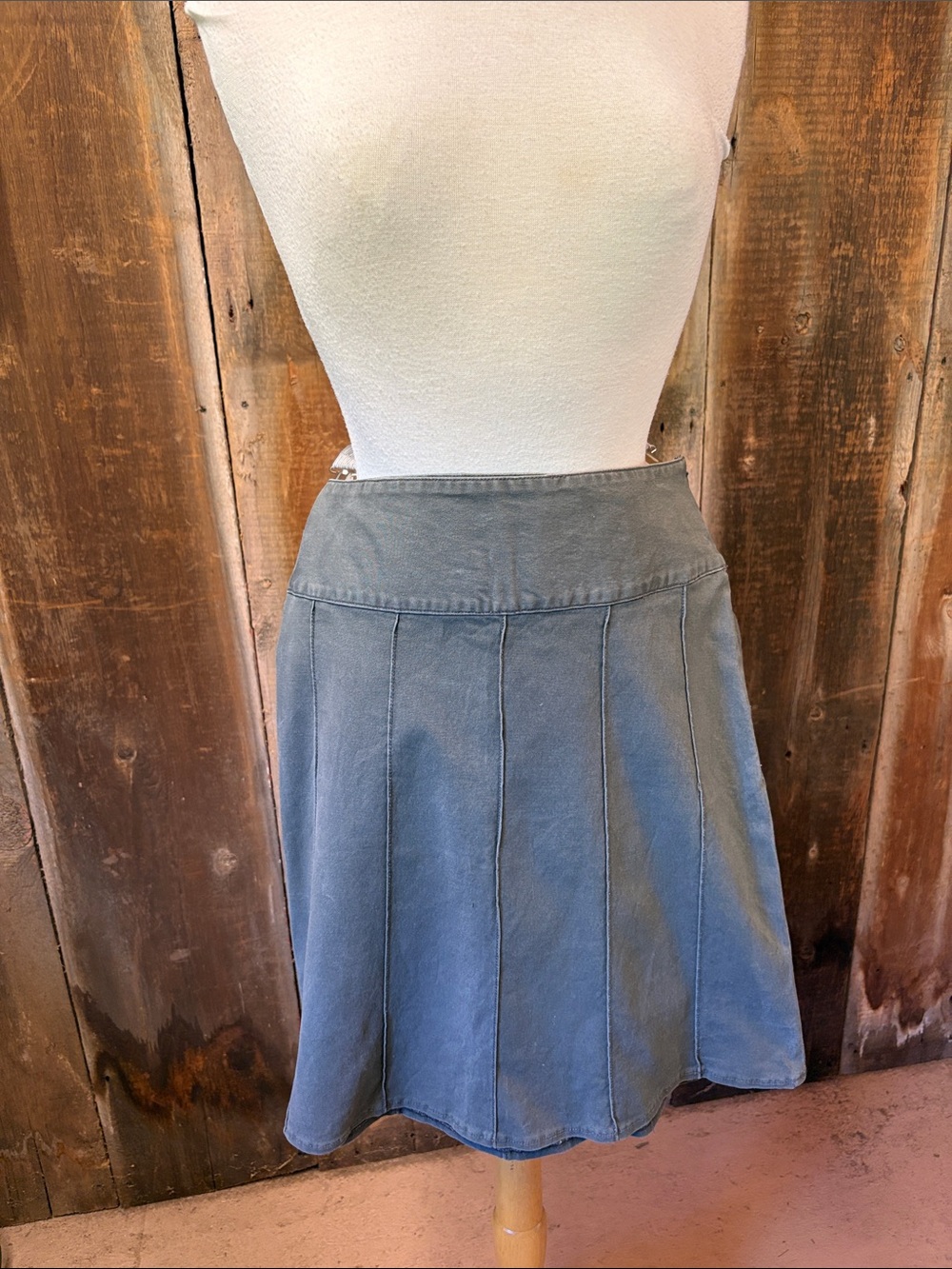 Goth Korean brand “Tulle” Whimsygoth Army Green gray Cotton Knee Skirt Medium